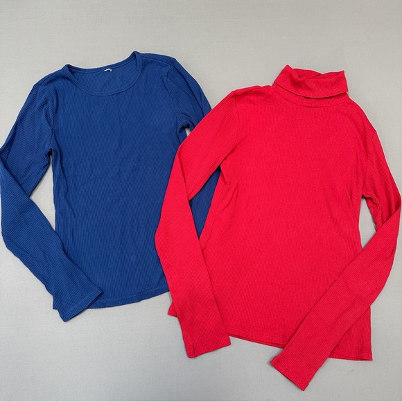 OLD NAVY bundle of two ribbed long sleeve and turtle neck, women’s M. - Picture 1 of 5
